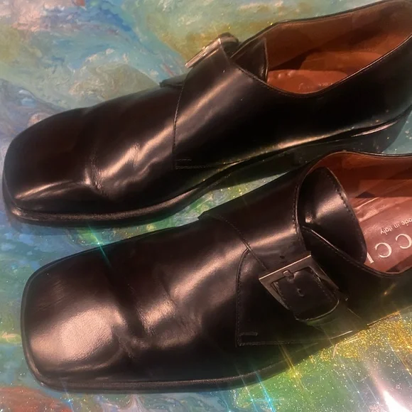Vintage Gucci Men\'s MONK STRAP Black MADE IN ITALY Leather Shoes SIZE 11D Gucci monk strap black - Gem main image 3